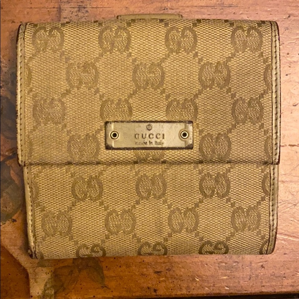 Gucci GG Monogram Coated Fabric Compact Wallet